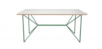 Table Sur Mesure Wooply - Blanc Nacré et Acier Vert - 160cm