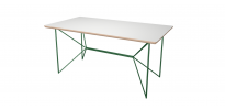 Table Sur Mesure Wooply - Blanc Nacré et Acier Vert - 160cm