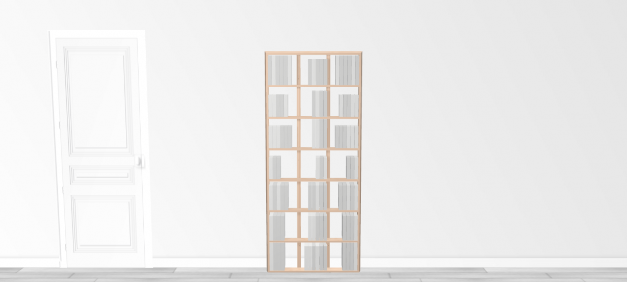 Bibliothèque bois WallBook Tout Bouleau - 80x186,5cm