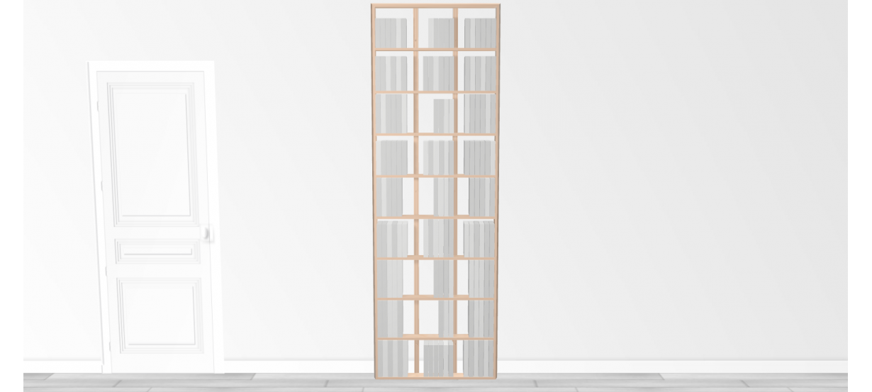 Bibliothèque bois WallBook Tout Bouleau - 80x238,5cm