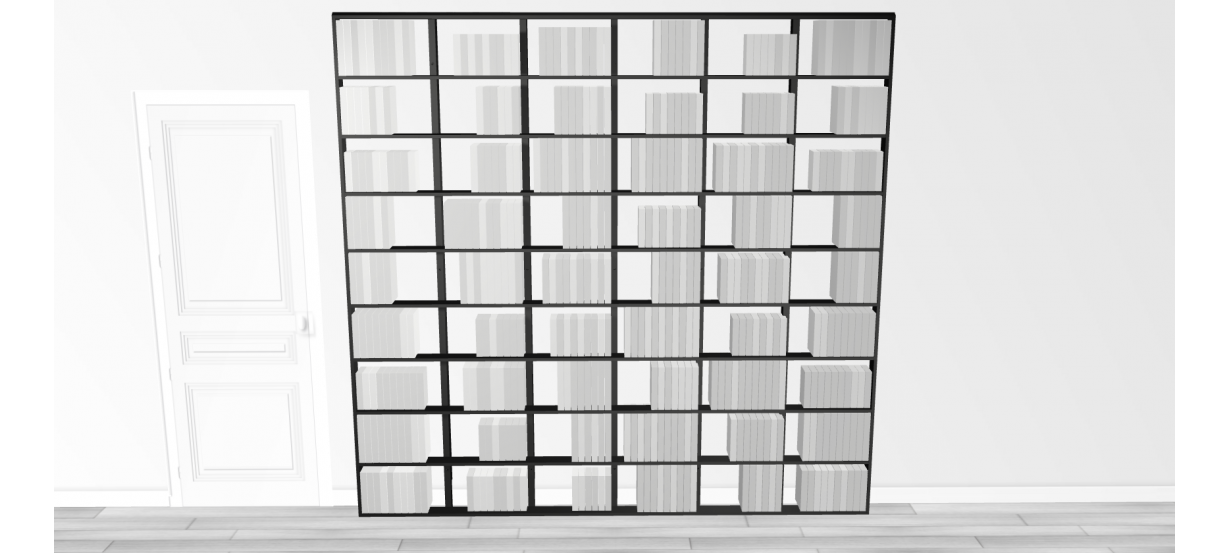 Bibliothèque noire Wallbook Bois Laqué Noir - 250x238,5cm