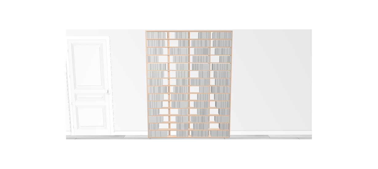 Bibliothèque bois Walldisc tout bouleau - 150x214,5cm