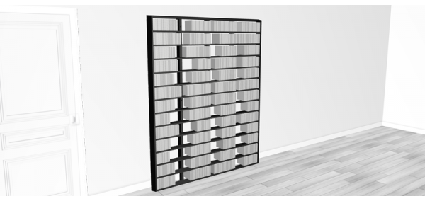 Bibliothèque noire Walldisc bois laqué noir - 150x214,5cm