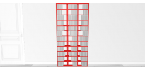 Bibliothèque design Walldisc bois laqué rouge - 90x184,6cm