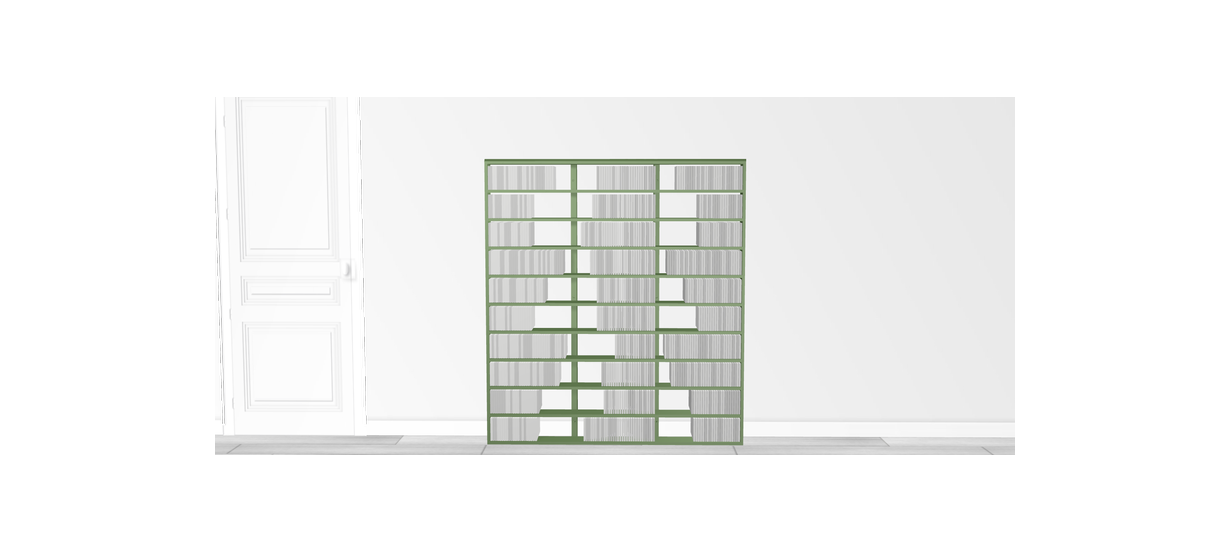 Bibliothèque design Walldisc bois laqué vert - 140x154,5cm