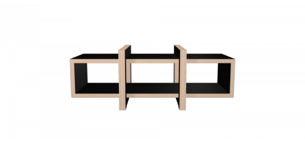 Meuble hifi noir LOW bois laqué noir - 160x60cm