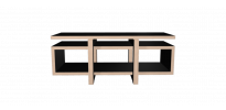 Meuble hifi noir LOW avec plateau bois laqué noir - 160x65cm