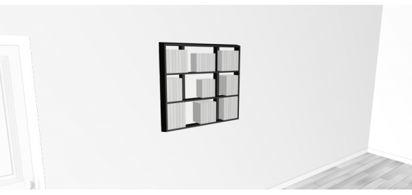 Etagère pour livre Wallbook Suspendue bois laqué noir mat - 90x82,5cm