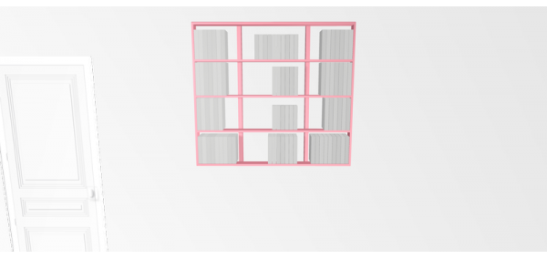 Etagère pour livre Wallbook Suspendue bois laqué rose clair - 120x108,5cm